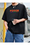 Black Oversize T-Shirt Poison Printed Cotton Fabric