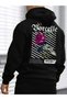 Men's Black Winter Hooded Sweatshirt Slim Fit Printed Cotton - 3
