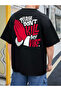Unisex Please Dont Back Printed Oversize Black T-Shirt
