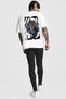 Men's Oversized Loose Fit White t-shirt with Black Loose fit Printed