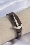Brown Leather Model Silver Color Anchor Figure Men's Bracelet