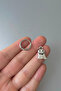 Unisex Silver Smiling Ghost Figure Steel Hoop Earrings - 3
