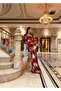 Women's Red Imported Sequin Fabric Sleeves Otrish Detail Lined Special Design Maxi Dress - 8