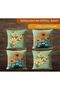 4-Piece Digital Printed Gift Sofa Set - Green Yellow Leafy Flower Pattern