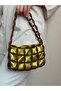 Coffee Beaded Satin Lined Casual Bag Evening Dress-Event Bag Handbag Shoulder Bag - 6
