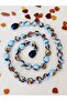 Mosaic Blue Amber Children's Necklace 40 cm