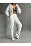 Double Set - Hooded Zippered Sweatshirt and Jogger Tracksuit - Quilted Top and Bottom Set - 5