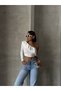 Women's Blouse - Single Shoulder Chain Detail Long Sleeve Wrap Blouse with Gips on the Front