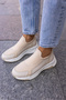 Bosetti̇ Women's Beige Diver Fabric Eva Sole Sneaker - 8