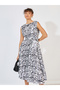 Animal Print Sleeveless A-Line Midi Dress - 5