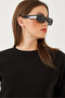Women's Black Crew Neck Basic Crop Sweatshirt 60251797 - 4