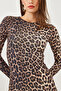 Women's Brown Leopard Patterned Long Dress 376-1 60251887 - 3