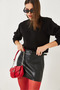 Women's Black Crew Neck Basic Crop Sweatshirt 60251797 - 3