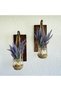 Wall Decoration, Led Light, Purple Lavender Flower, Walnut Sconce Set of Two
