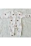 Green-Ecru 2-Piece Organic Baby Girl and Boy Cotton Fabric Rompers with Snap Fasteners - 2