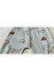 Green-Ecru 2-Piece Organic Baby Girl and Boy Cotton Fabric Rompers with Snap Fasteners - 4