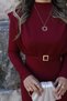 Burgundy Gold Buckle Slit Dress - 5