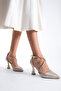 Silver Glitter Heeled Women's Shoes Lf805 - 2