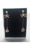 Stoned Gold Colored Long Dangle Stylish Bow Wedding Evening Dress Earrings - 4