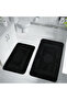 Simav Deluxe Non-Slip Base, Soft, Absorbent 2-Piece Luxury Printed Bath Mat Black - 5