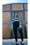 Black Pants with Philately Front Fabric - 3