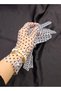 Black Polka Dot Vintage Wrist Length Gloves on Sofia White - 7