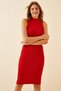 Stand Collar Ribbed Lycra Knitted Dress Red Lgt0018 - 3