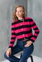 Women's Striped Knitwear Crop Cardigan with Silver Buttons - 3
