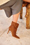 Ricki Bellows Tan Suede Suede 8 cm Women's Boots & Bootie, High Heels - 7