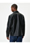 Leather Look Jacket Slim Fit Buttoned Pocket Detail - 4