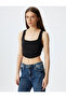 Sleeveless Square Neck Crop Corset Look Top - 3