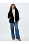 Faux Fur Zippered Pocket Detailed Lined Long Jacket - 2