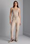 Square Collar Beige Knitwear Crop Top - 3