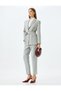 High Waist Fabric Trousers with Elastic Waist Tie Pockets