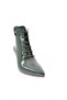 Women's Pointed Toe Short Thin Heeled Boots Green Wrinkled Patent Leather - 2