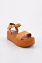 Orange Genuine Leather Women's Sandals - Thick Sole 71133219 - 2
