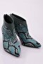 Petrol Snake Print Women's Bootie - Thin Heels, 212362821 - 2