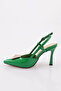 7711 Women's Pointed Toe Low-cut Jewelled Square Buckle Open Back Heeled Shoes - 3