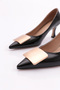 2064-22K Women's Pointed Toe Flat Metal Buckle Low Heel Shoes - 4