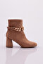 Suede Women's Heeled Boots - Chain Accessories and Deer 215162821