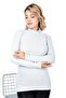 Women's Gray Half Turtleneck Sweater - 2