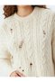 Crew Neck Hair Knit Textured Frayed Knitwear Sweater - 5