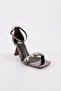 Platinum Metallic Women's Heeled Shoes - 2