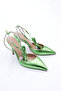 Women's Open Back Heeled Shoes Pistachio Green Metallic 711121085 - 2
