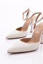 Women's Ankle Strap Evening Dress Shoes White Lurex 719121085 - 4