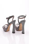 Women's Ankle Strap Heeled Evening Dress Shoes Platinum Silvery 31273564 - 3