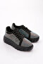 Women's Lace-Up Thick Sole Sneaker Shoes Black Black 61233410 - 2