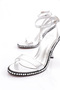 Women's Stone Embroidered Heeled Evening Dress Shoes Silver Croco 352533210 - 4