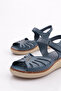 Genuine Leather Women's Sandals - Velcro, Ankle Strap, Blue Denim 3213243 - 4