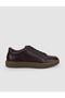 100% Genuine Leather Brown Lace-Up Men's Sneakers